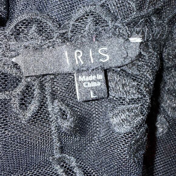 Black Sheer Lace Duster Kimono Cardigan Cotton Fairy Witchy Grunge Women’s Large - Picture 3 of 12